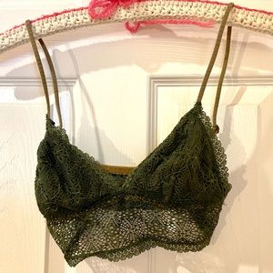 Candies Green Lace Crochet Boho Bralette Medium